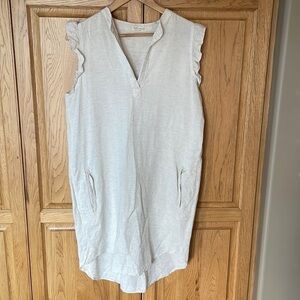 Just Living Linen Cap Sleeve Midi Dress Cream size small